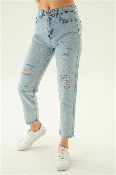 Buz Yırtık Detaylı Mom Jean 11123