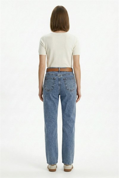 Buzkar Kemerli Likralı Jean 3043