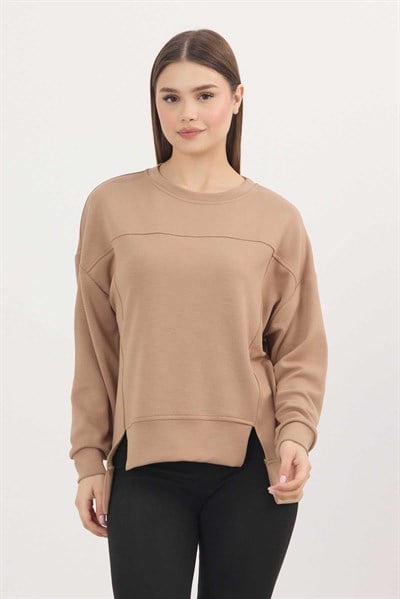 Camel Bisiklet Yaka Parçalı Oysho Sweat 3000