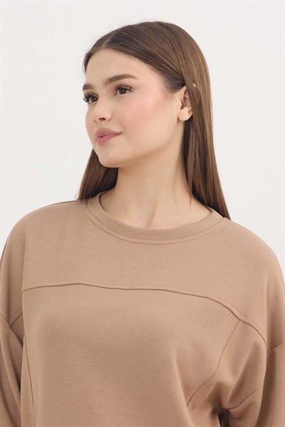 Camel Bisiklet Yaka Parçalı Oysho Sweat 3000