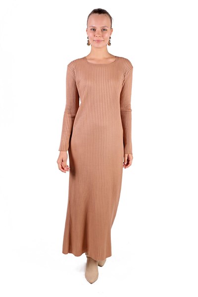 Camel Degaje Yaka Elbise Takım 24267