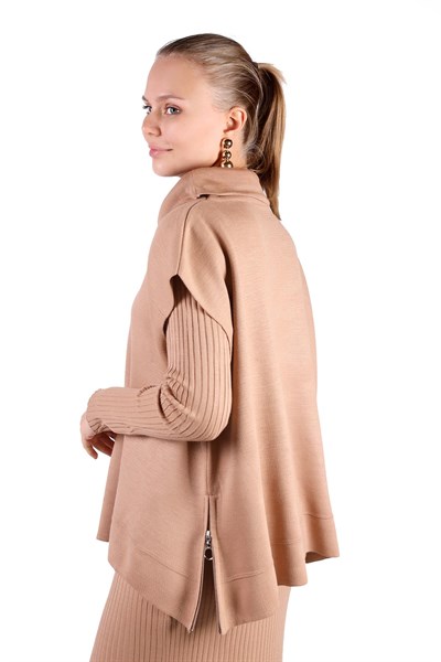 Camel Degaje Yaka Elbise Takım 24267