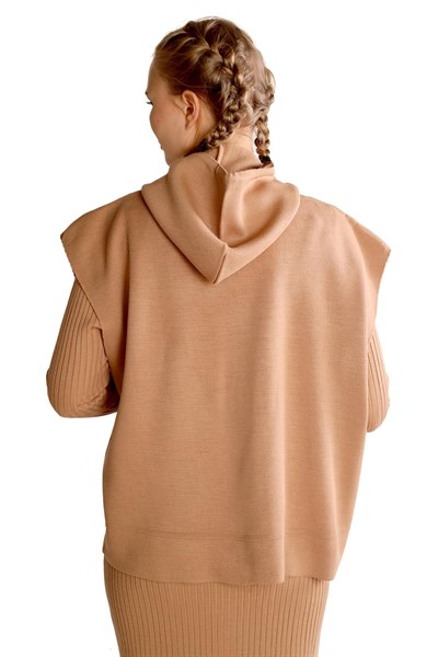 Camel Kapüşonlu Elbise Takım 24114