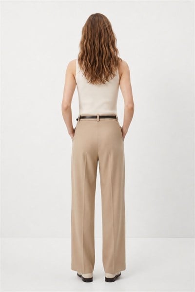 Camel Ön Pileli Kemerli Pantolon 8399A