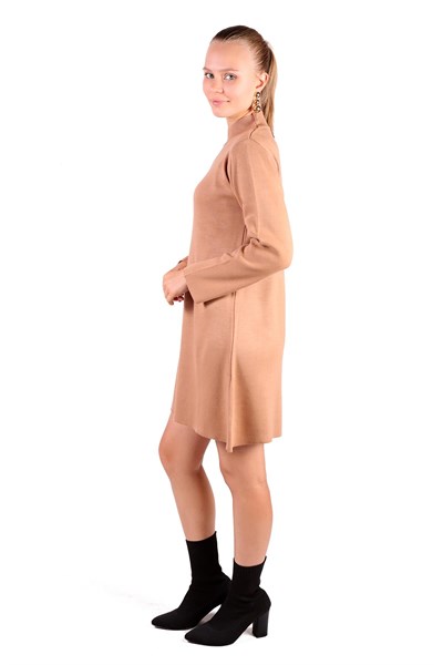 Camel Yarım Boğaz Kısa Triko Elbise 24151