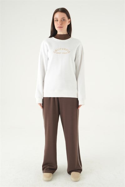Ekru California Baskılı Sweat 1403