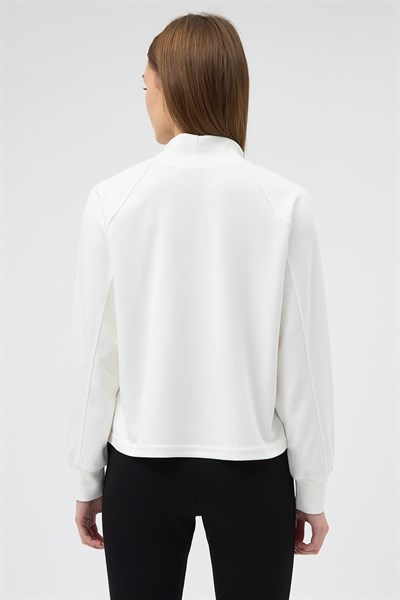 Ekru Dik Yaka Reglan Kol Kadın Sweat 8252A