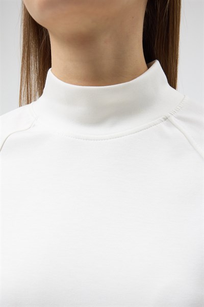 Ekru Dik Yaka Reglan Kol Kadın Sweat 8252A