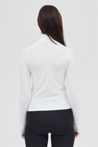 Ekru Fermuarlı Fit Kalıp Spor Hırka 3196