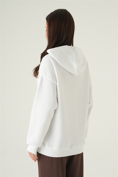 Ekru Kapüşonlu Sweat 1203