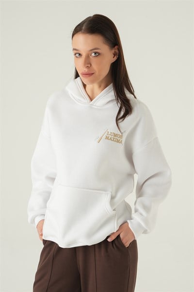 Ekru Kapüşonlu Sweat 1203