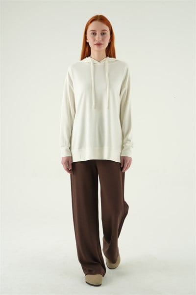 Ekru Kapüşonlu Tunik 8309A
