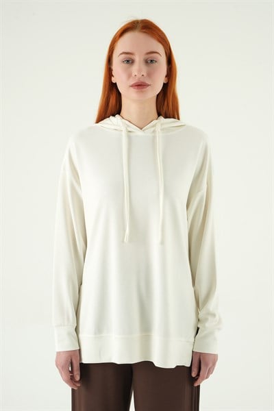 Ekru Kapüşonlu Tunik 8309A