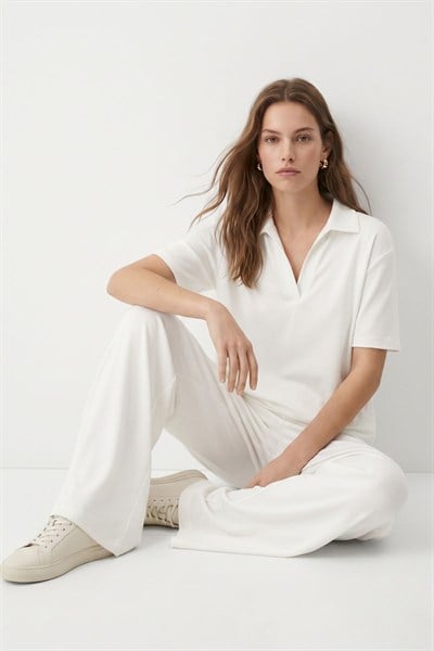 Ekru Polo Yaka Pantolon Takım 8440A