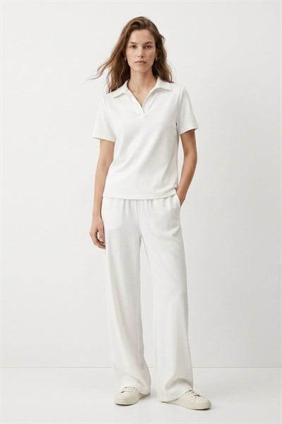 Ekru Polo Yaka Pantolon Takım 8440A