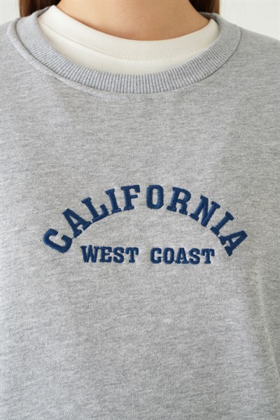 Gri California Baskılı Sweat 1403