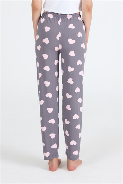 Gri Kalp Desenlim Pijama Altı 4522