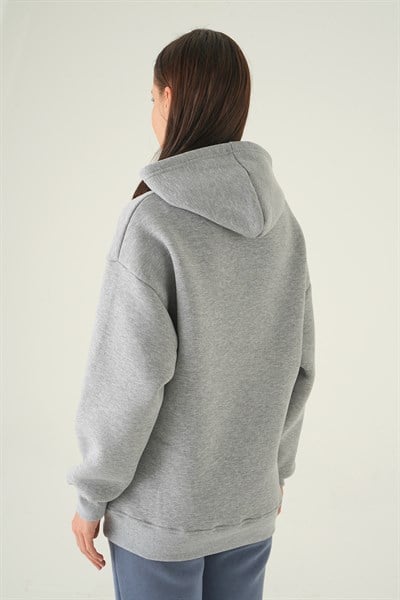 Gri Kapüşonlu Sweat 1203