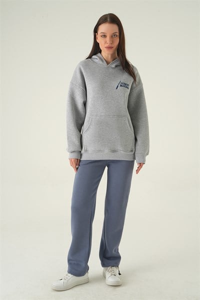 Gri Kapüşonlu Sweat 1203