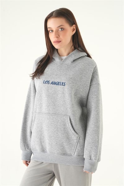 Gri Los Angeles Baskılı Sweat 1042