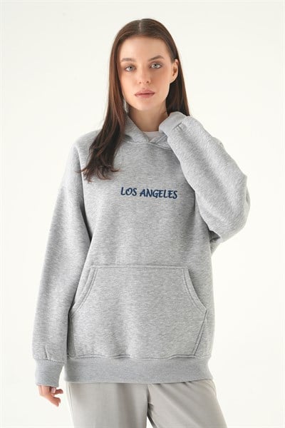 Gri Los Angeles Baskılı Sweat 1042
