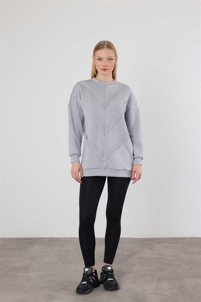 Gri Şerit Detay Sweat 9180M