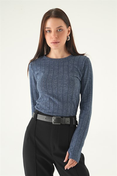 İndigo Bisiklet Yaka Bluz 8268A