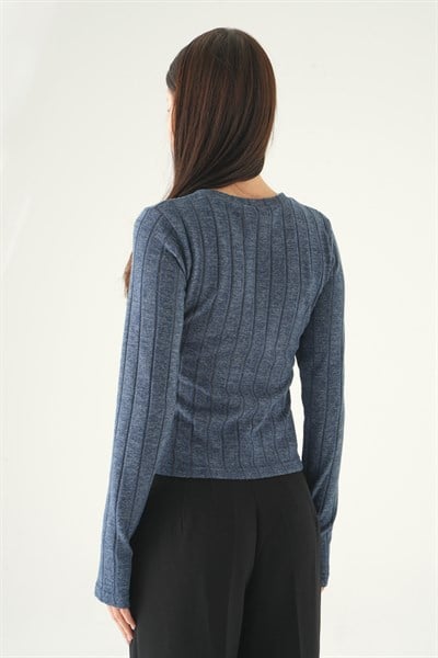 İndigo Bisiklet Yaka Bluz 8268A