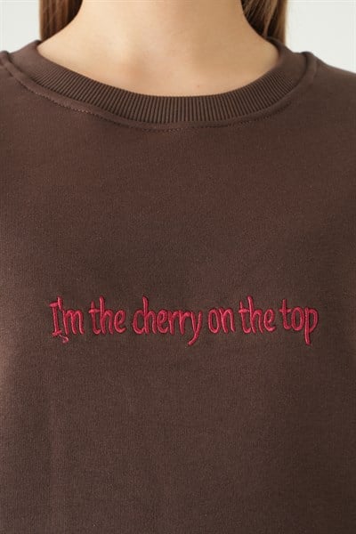 Kahve Cherry On Top Baskılı Sweat 1041