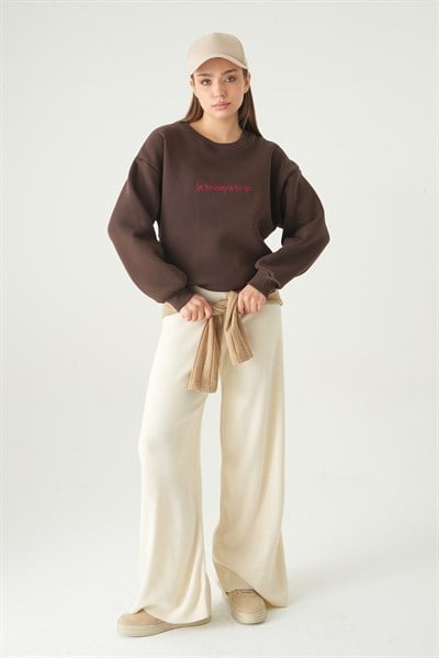 Kahve Cherry On Top Baskılı Sweat 1041