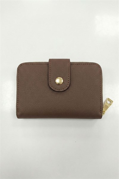Kahve Çıtçıtlı Fermuarlı Cüzdan 243