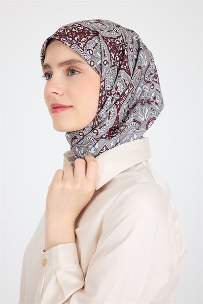 Kahve Etnik Desenli Eşarp 3013