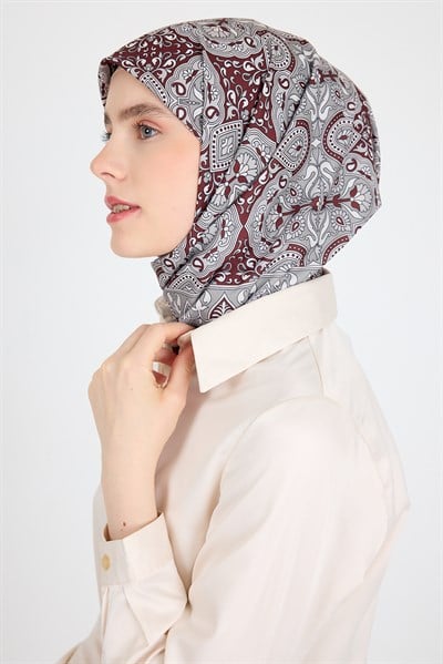 Kahve Etnik Desenli Eşarp 3013