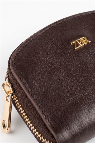 Kahve Fermuarlı Mini Cüzdan 235
