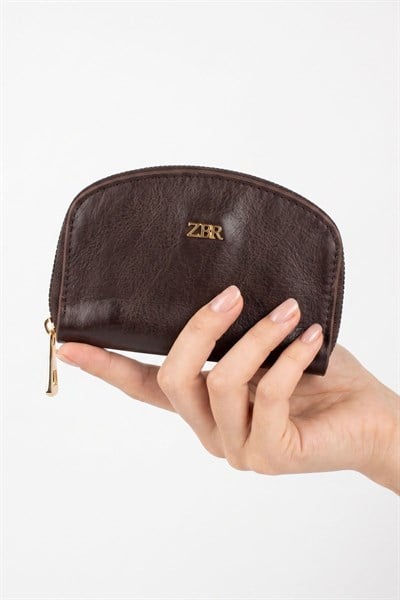 Kahve Fermuarlı Mini Cüzdan 235