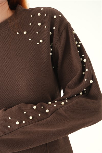 Kahve İnci Detay Kazak 3129A