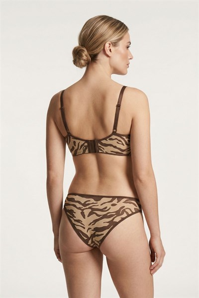 Kahve Kapsız Zebra Desen Büstiyer Takım 5560