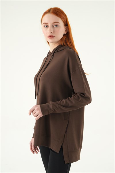 Kahve Kapüşonlu Tunik 8309A