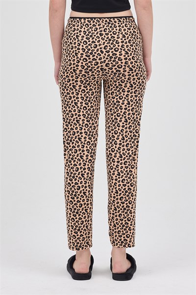 Kahve Leopar Desenli Kadın Pijama Altı 4532