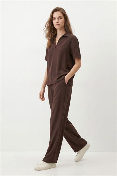 Kahve Polo Yaka Pantolon Takım 8440A