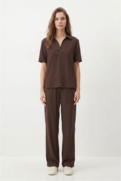 Kahve Polo Yaka Pantolon Takım 8440A