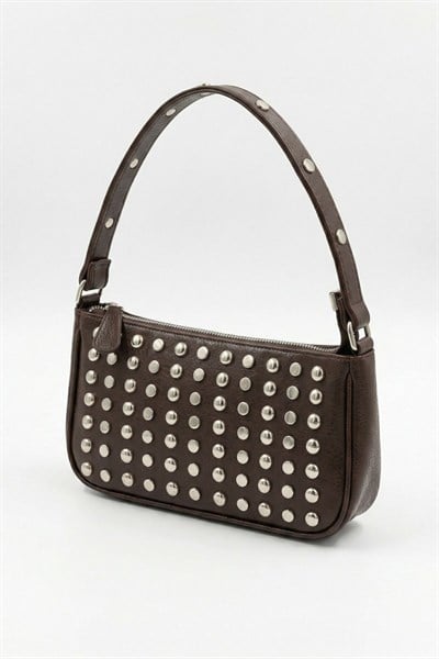 Kahve Zımbalı Oval Çanta 9231
