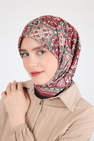 Kiremit Etnik Desenli Eşarp 3013