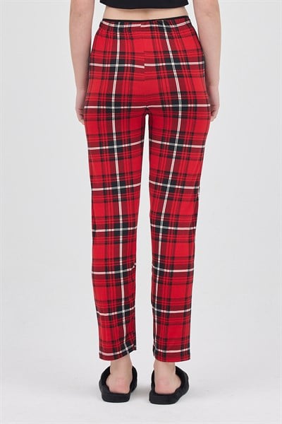 Kırmızı Desenli Kadın Pijama 4543