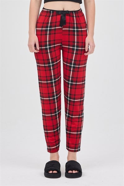 Kırmızı Desenli Kadın Pijama 4543