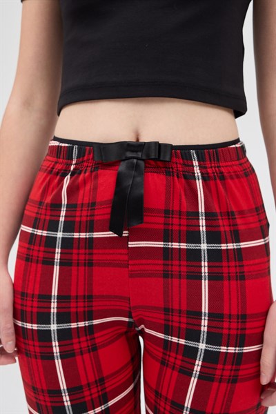 Kırmızı Desenli Kadın Pijama 4543