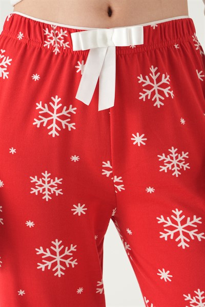 Kırmızı Kar Desen Pijama 4531
