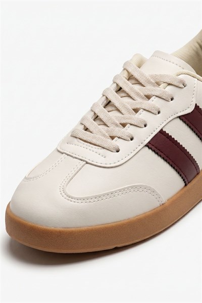 Krem-Bordo Çizgili Günlük Ayakkabı 958