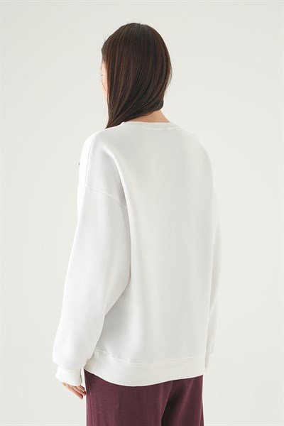 Krem Cherry On Top Baskılı Sweat 1041