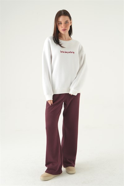 Krem Cherry On Top Baskılı Sweat 1041